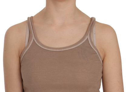 Brown Sleeveless Spaghetti Strap Tank Blouse