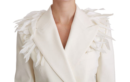 White Double Breasted Coat Wool Jacket