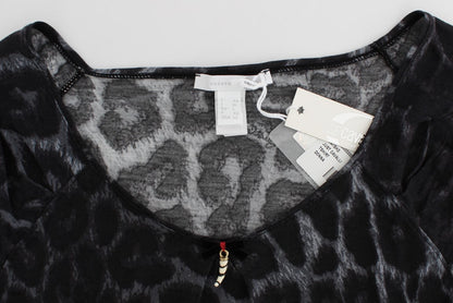 Gray Leopard Modal T-Shirt Blouse Top