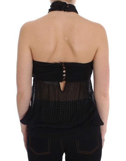 Black Neck Wrap Top Blouse