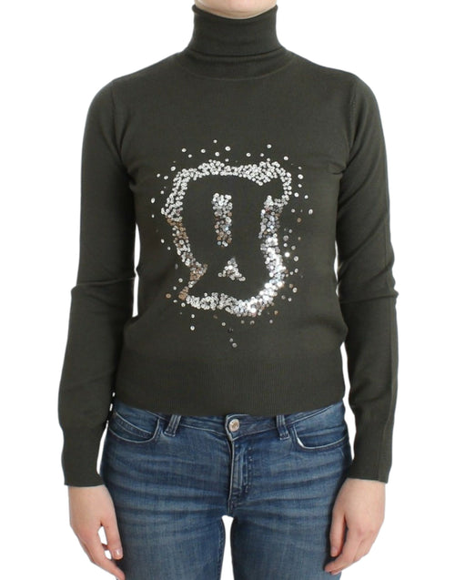 Green wool turtleneck sweater