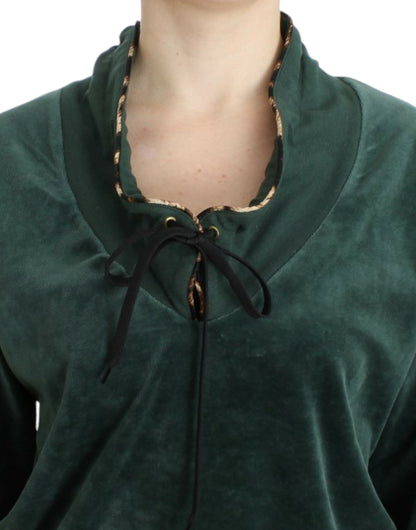 Green velvet cotton sweater
