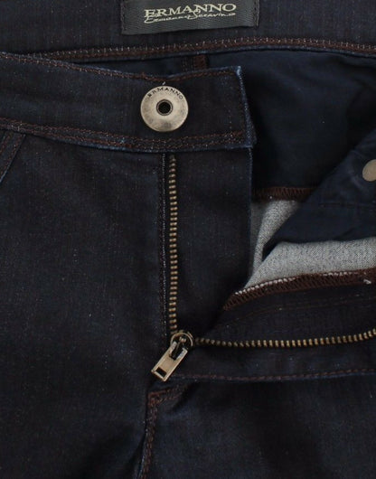 Blue Slim Jeans Denim Pants Skinny Leg Stretch