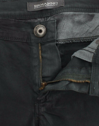 Green Slim Jeans Denim Pants Straight Leg Stretch