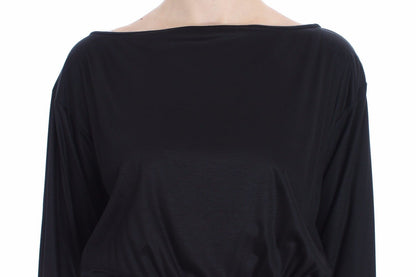 Black Modal Silk Shift Knee Dress